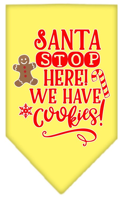Santa, We Have Cookies Screen Print Bandana Yellow Large